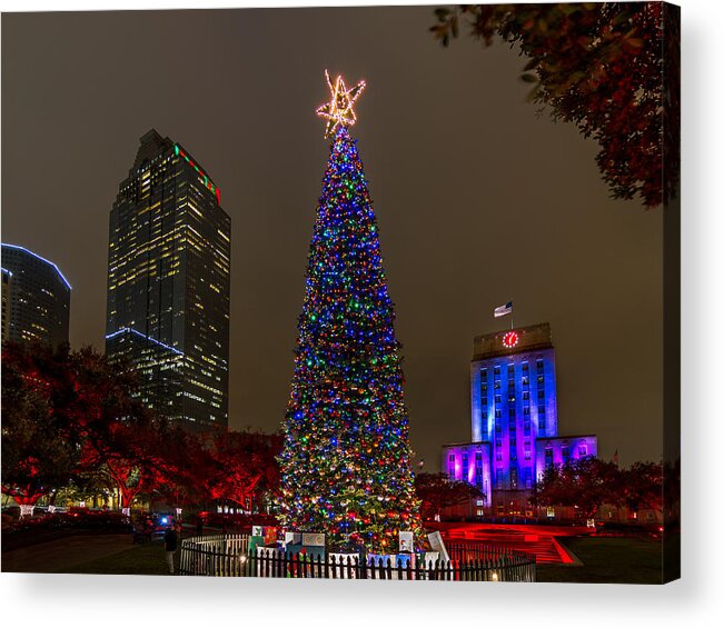 Downtown Acrylic Print featuring the photograph A Houston Christmas by Tim Stanley
