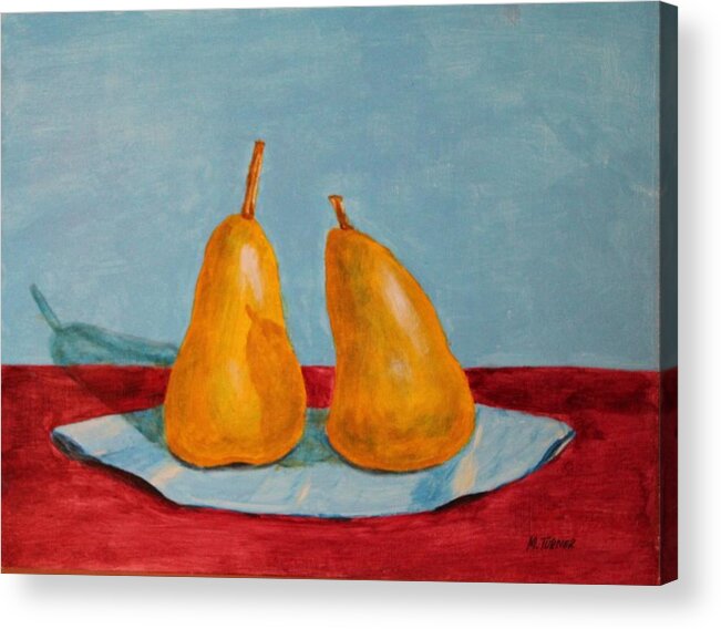 Pear Acrylic Print featuring the painting A pair by Melvin Turner