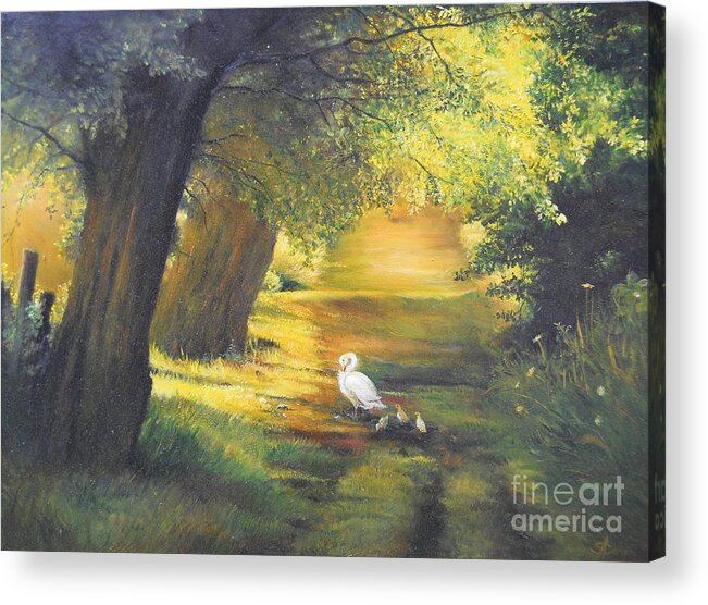 Summer Acrylic Print featuring the painting A ray of sunshine by Sorin Apostolescu
