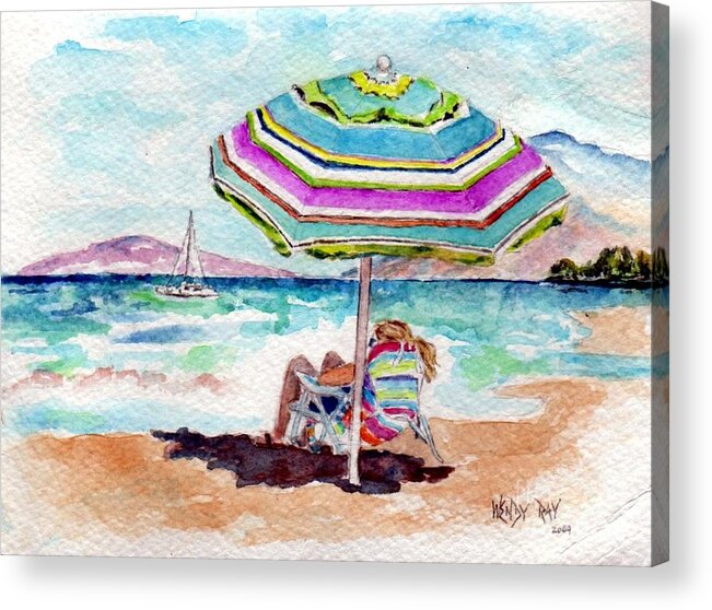 Watercolor Acrylic Print featuring the painting A Sweet Day in Maui by Wendy Ray