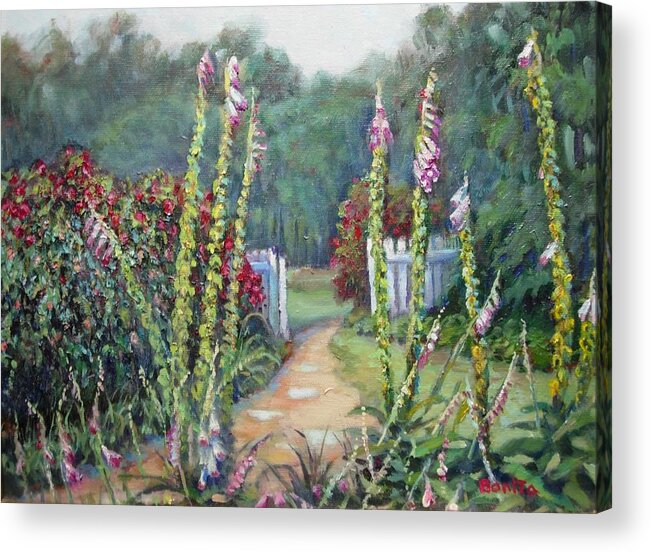 Garden Acrylic Print featuring the painting A Walk Into the Garden by Bonita Waitl