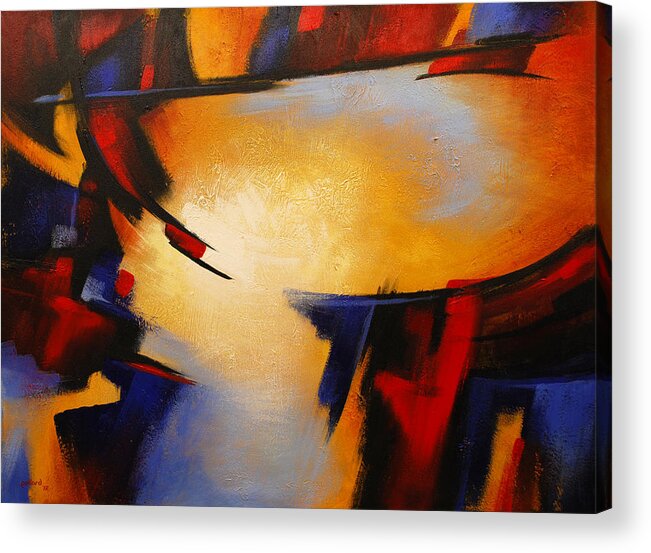 Abstract Acrylic Print featuring the painting Abstract Red Blue Yellow by Glenn Pollard