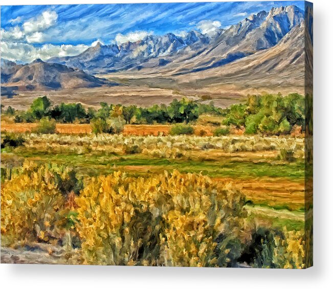 California Acrylic Print featuring the painting Along Hwy 395 on the Way to Bishop by Michael Pickett