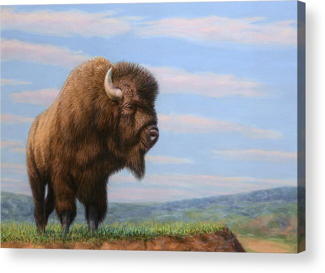 Bison Acrylic Print featuring the painting American Bison by James W Johnson