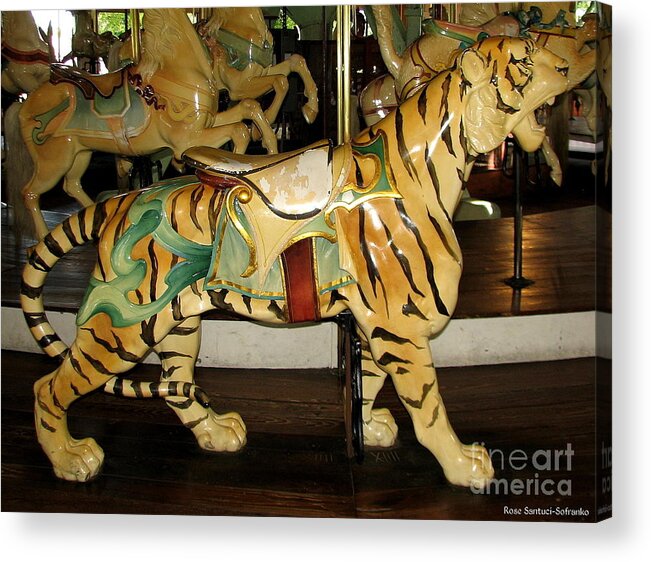 Tigers Acrylic Print featuring the photograph Antique Dentzel Menagerie Carousel Tiger by Rose Santuci-Sofranko