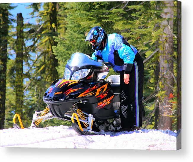 Arctic Cat Acrylic Print featuring the photograph Arctic Cat Snowmobile by Tap On Photo