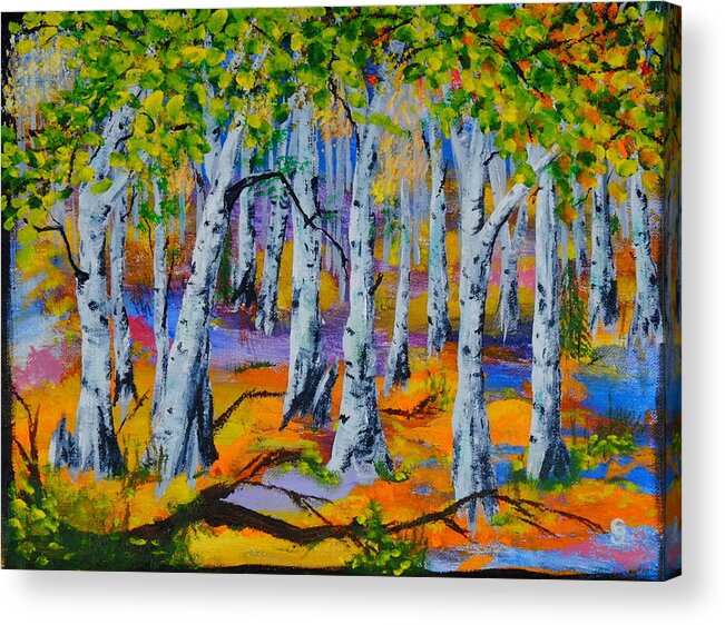 Aspen Trees Canvas Prints Acrylic Print featuring the painting Aspen Friends in Walkerville by Cheryl Nancy Ann Gordon