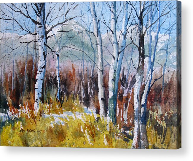 Kris Parins Acrylic Print featuring the painting Aspen Thicket by Kris Parins