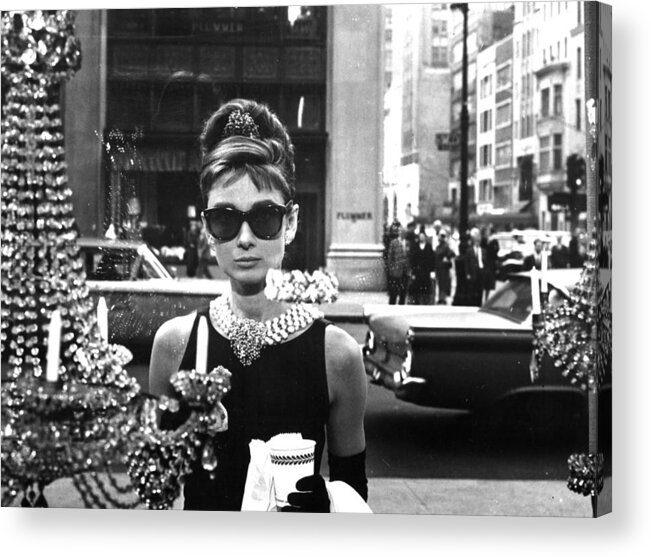 Audrey Hepburn Acrylic Print featuring the digital art Audrey Hepburn Breakfast at Tiffany's by Audrey Hepburn