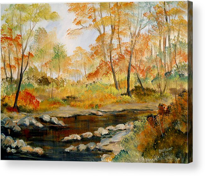 Autumn Acrylic Print featuring the painting Autumn Colors by the River by Dorothy Maier