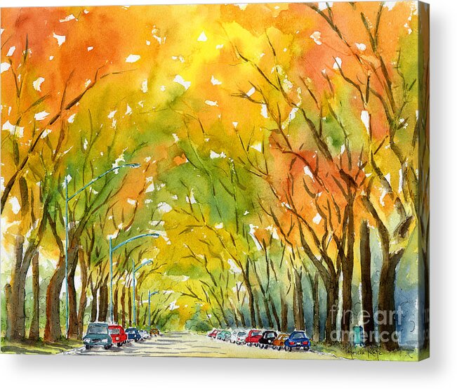 Impressionism Acrylic Print featuring the painting Autumn Elms by Pat Katz