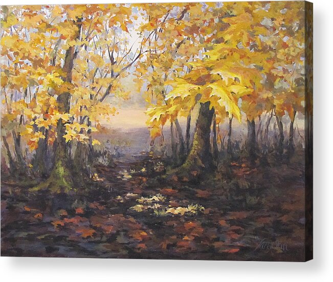 Acrylic Acrylic Print featuring the painting Autumn Forest by Karen Ilari