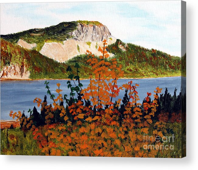 Barbara Griffin Acrylic Print featuring the painting Autumn Sunset on the Hills by Barbara A Griffin