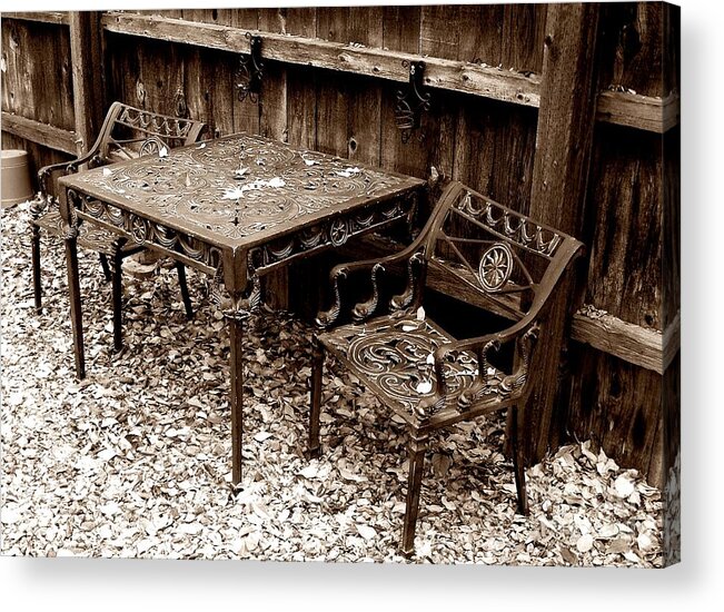 Iron Acrylic Print featuring the painting Back Yard Iron by Tom Riggs