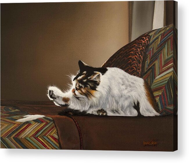 Cat Acrylic Print featuring the painting Bath Time by Laurie Tietjen