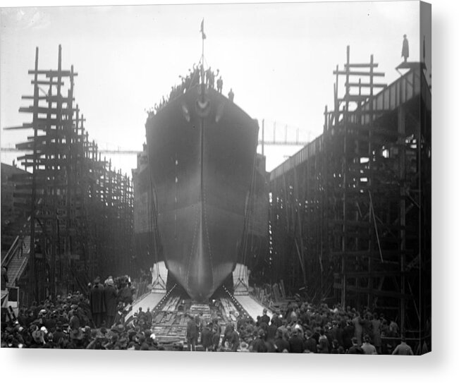 1917 Acrylic Print featuring the photograph Battleship Launch, 1917 by Granger