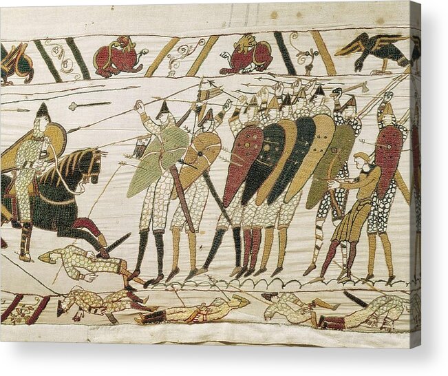 Horizontal Acrylic Print featuring the photograph Bayeux Tapestry. 1066-1077. Tapestry by Everett