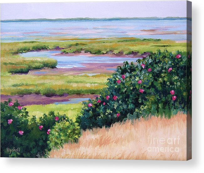 Quiet Acrylic Print featuring the painting Bayside Marsh by Karol Wyckoff
