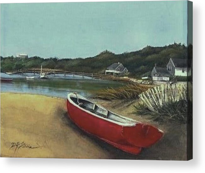 Ocean Acrylic Print featuring the painting Beached Boat by Diane Strain