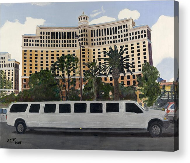 Landscape Acrylic Print featuring the painting Bellagio Las Vegas by Avi Lehrer