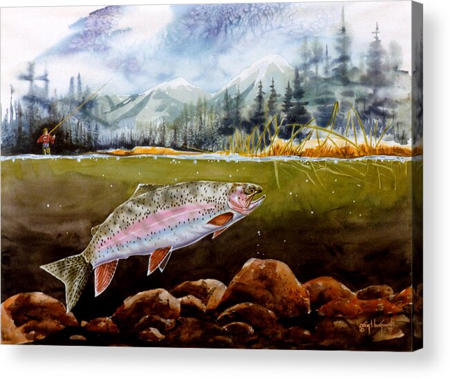 Rainbow Trout Acrylic Print featuring the painting Big Thompson Trout by Craig Burgwardt