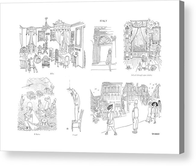 113398 Sst Saul Steinberg Billet
Billet K Ration V-mail Ack-ack Through Open Window
Montage Of Soldiers In Italy. The Inside Of A Room Acrylic Print featuring the drawing Billet

K Ration

V-mail

Ack-ack Through Open by Saul Steinberg