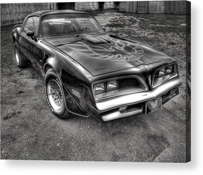 Trans Am Acrylic Print featuring the photograph Black and White Trans Am by Thomas Young