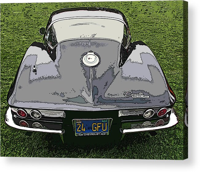 Black Chevy Corvette Stingray Acrylic Print featuring the photograph Black Chevy Corvette Stingray by Samuel Sheats