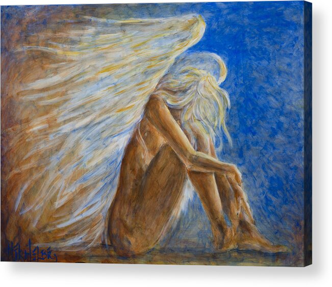 Angel Acrylic Print featuring the painting Blu Angel by Nik Helbig