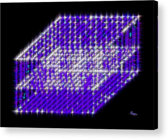 Blue Diamond Grid Acrylic Print featuring the mixed media Blue Diamond Grid by Carl Hunter