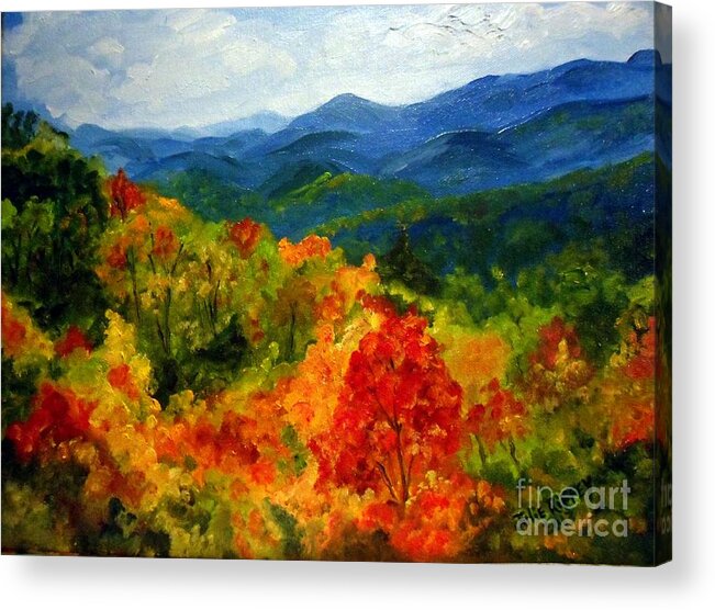 Fall Acrylic Print featuring the painting Blue Ridge Mountains In Fall by Julie Brugh Riffey
