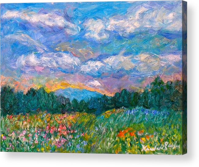Landscape Acrylic Print featuring the painting Blue Ridge Wildflowers by Kendall Kessler