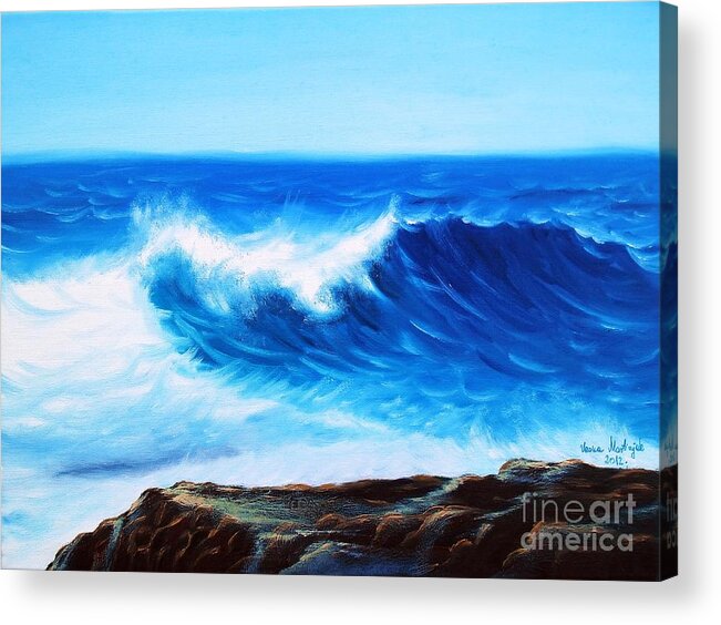 Seascape Acrylic Print featuring the painting Blue by Vesna Martinjak