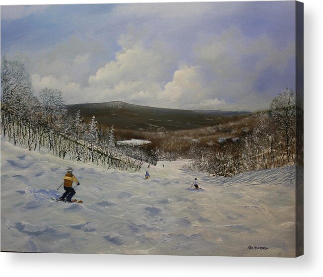 Ski Acrylic Print featuring the painting Bump Run by Ken Ahlering