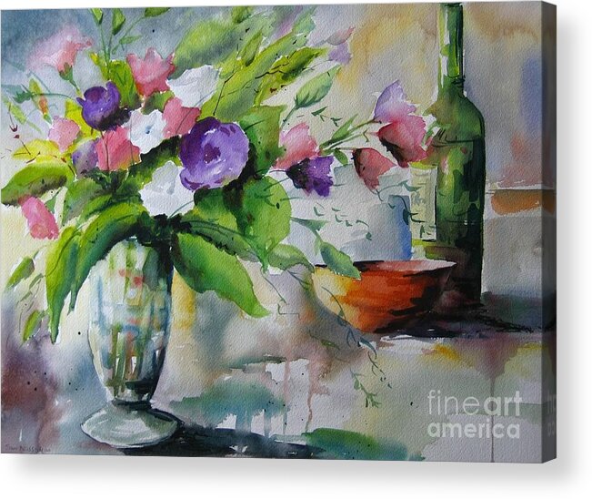 Watercolour Acrylic Print featuring the painting Burgundy by John Nussbaum