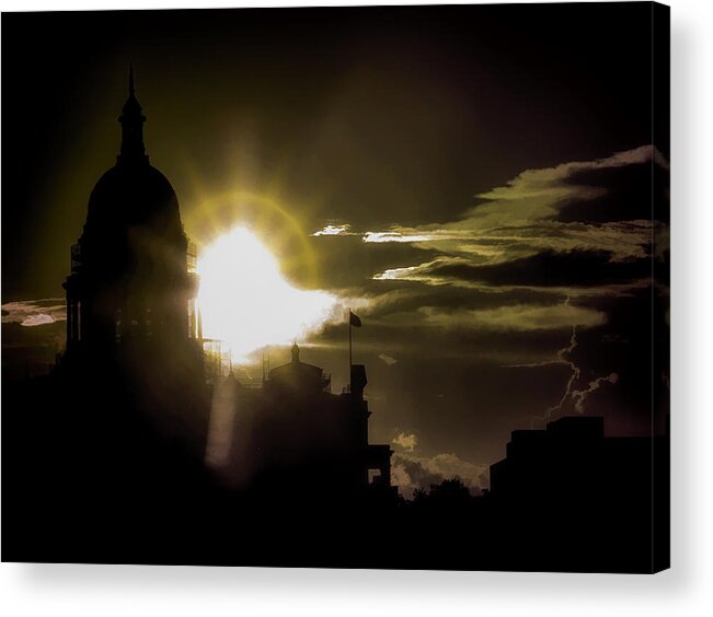 State Capitol Acrylic Print featuring the photograph Buried in the Sunset by Wesley Balli