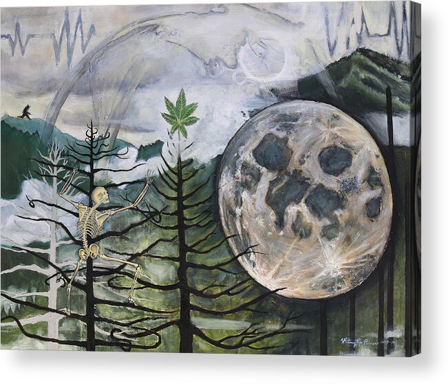 Moon Acrylic Print featuring the painting Harvest Moon by Whitney Palmer