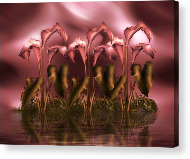 Surrealism Acrylic Print featuring the digital art Calla Lily Island by Georgiana Romanovna
