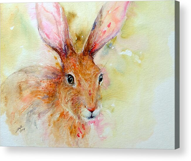 Hare Acrylic Print featuring the painting Camouflage Brown Hare by Arti Chauhan