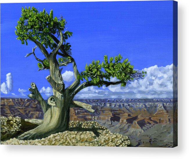 Tree Acrylic Print featuring the painting Canyon Tree by Phil Clark