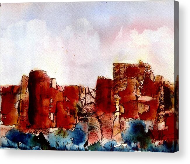 Canyons Acrylic Print featuring the painting Canyonlands by Anne Duke