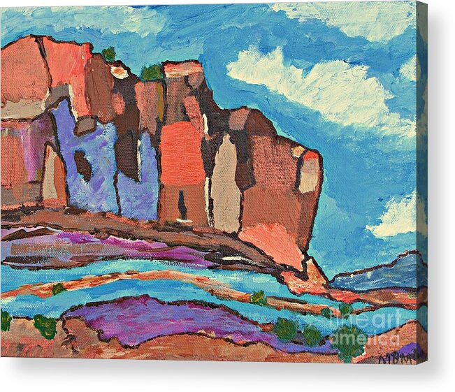Southwest Landscape Acrylic Print featuring the painting Canyon's Chorus by Mary Mirabal