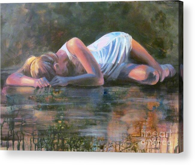 Young Lady On The Floor Acrylic Print featuring the painting Cast Out by Susan Bradbury