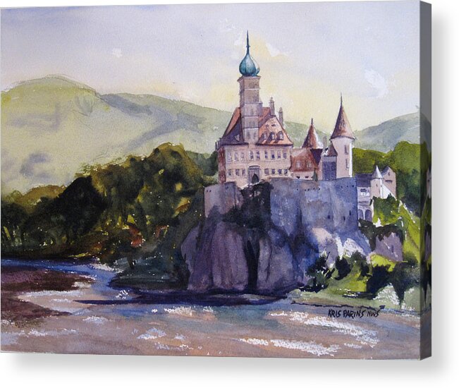 Kris Parins Acrylic Print featuring the painting Castle on the Danube by Kris Parins