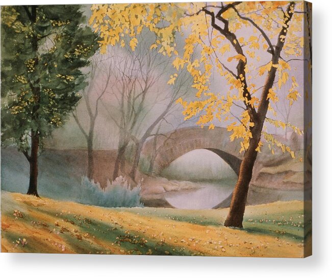 Watercolor Acrylic Print featuring the painting Central Park Mood by Daniel Dayley