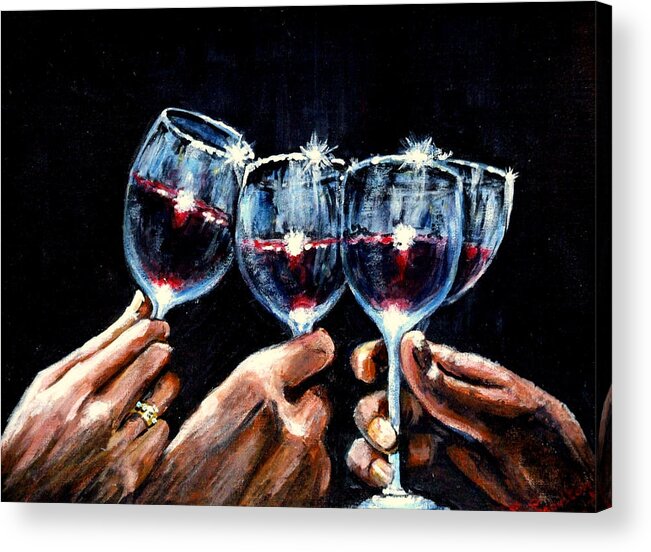 Wine Acrylic Print featuring the painting Cheers in Red Wine by Mackenzie Moulton