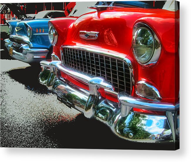 1955 Acrylic Print featuring the photograph Chevy Grills by Vic Montgomery