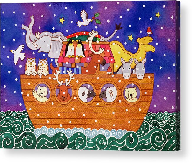 Animals Acrylic Print featuring the painting Christmas Ark by Cathy Baxter
