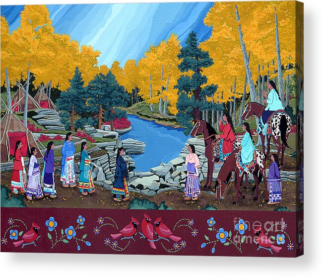 America Acrylic Print featuring the painting Cloud Women at Thunderbird Mountain by Chholing Taha