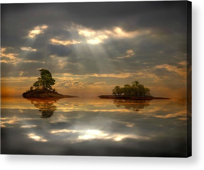 Dreamy Landscape Acrylic Print featuring the digital art Cloudy afternoon by Lilia D